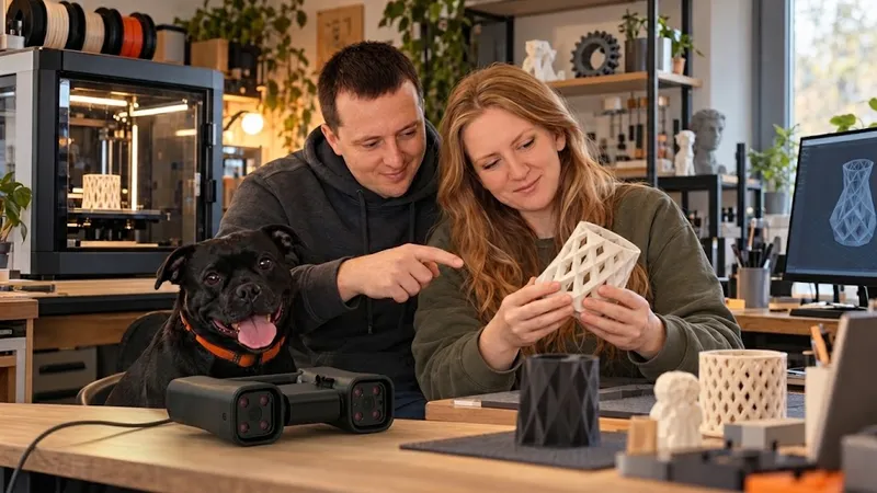 Leymz komanda darbnīcā ar 3D drukātu detaļu